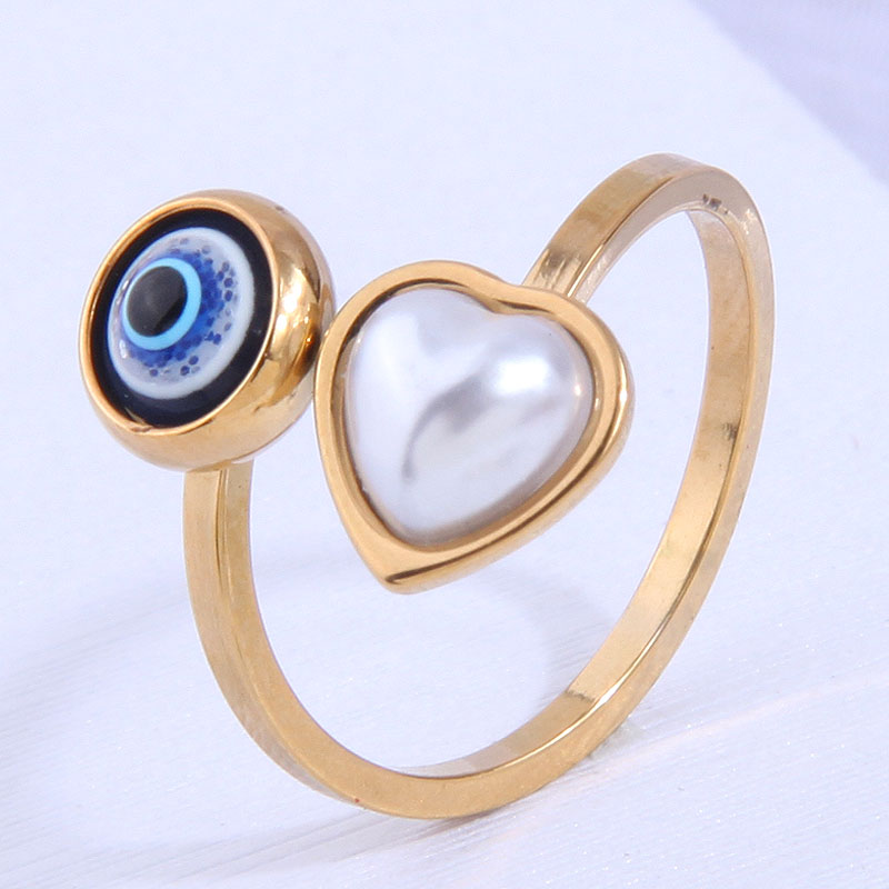 Hip-hop Stainless Steel Devil's Eye Golden Opening Ring