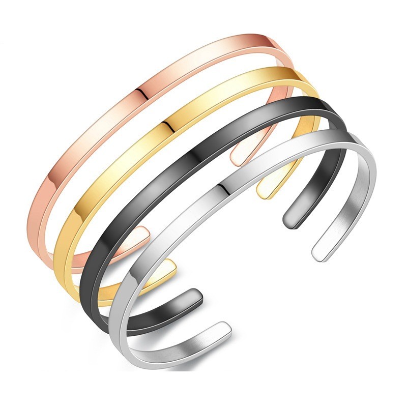 1 Piece Simple Style Solid Color Stainless Steel Polishing Plating Bangle