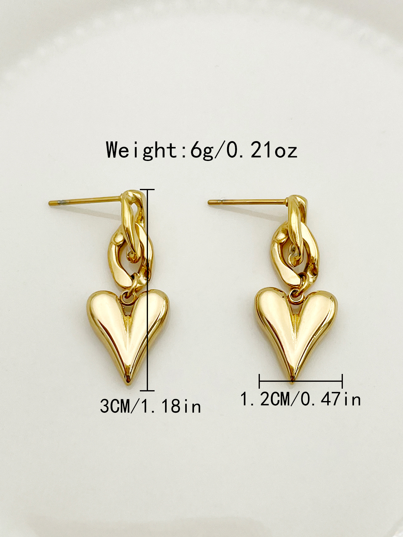 1 Pair Ig Style Heart Shape Plating Stainless Steel Gold Plated Drop Earrings