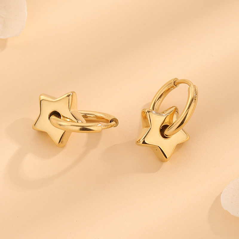 1 Pair Casual Elegant Simple Style Star Polishing Plating Titanium Steel 18k Gold Plated Earrings - 1