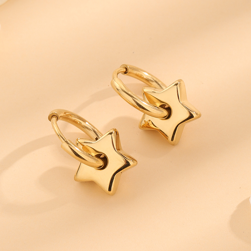 1 Pair Casual Elegant Simple Style Star Polishing Plating Titanium Steel 18k Gold Plated Earrings - 1