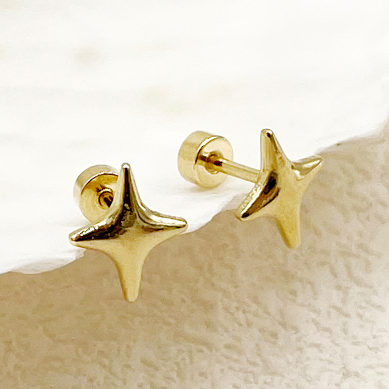 1 Pair Basic Simple Style Star Moon Heart Shape Plating Stainless Steel Gold Plated Ear Studs - 1