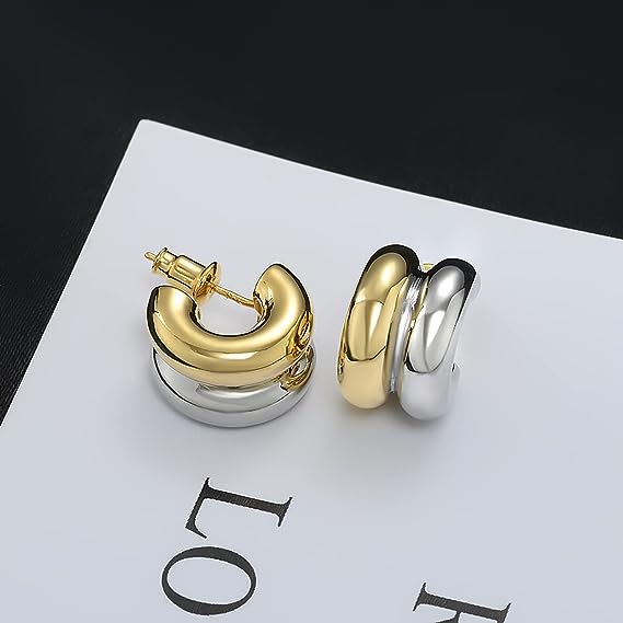 1 Pair Casual Color Block Polishing Plating Stainless Steel 18K Gold Plated Ear Studs - 1