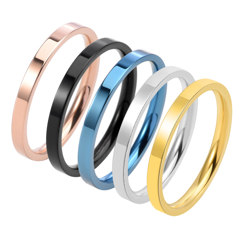 304 Stainless Steel Simple Style Plating Solid Color Rings