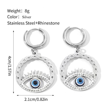 1 Pair Casual Eye Polishing Plating Inlay Titanium Steel Rhinestones Drop Earrings - 1