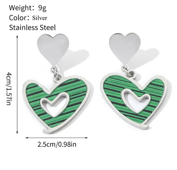 1 Pair Casual Heart Shape Polishing Plating Inlay Titanium Steel Rhinestones Drop Earrings - 1