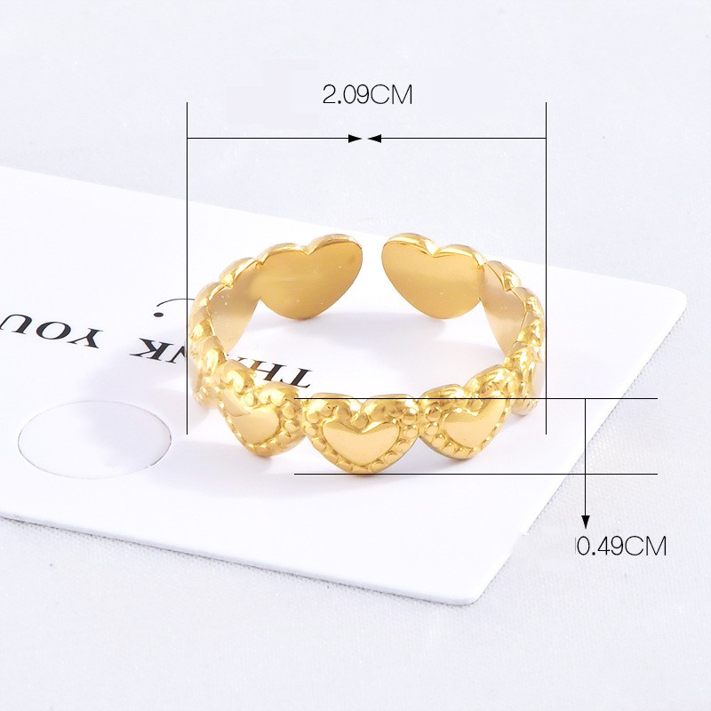 Titanium Steel 18K Gold Plated Simple Style Heart Shape Open Rings