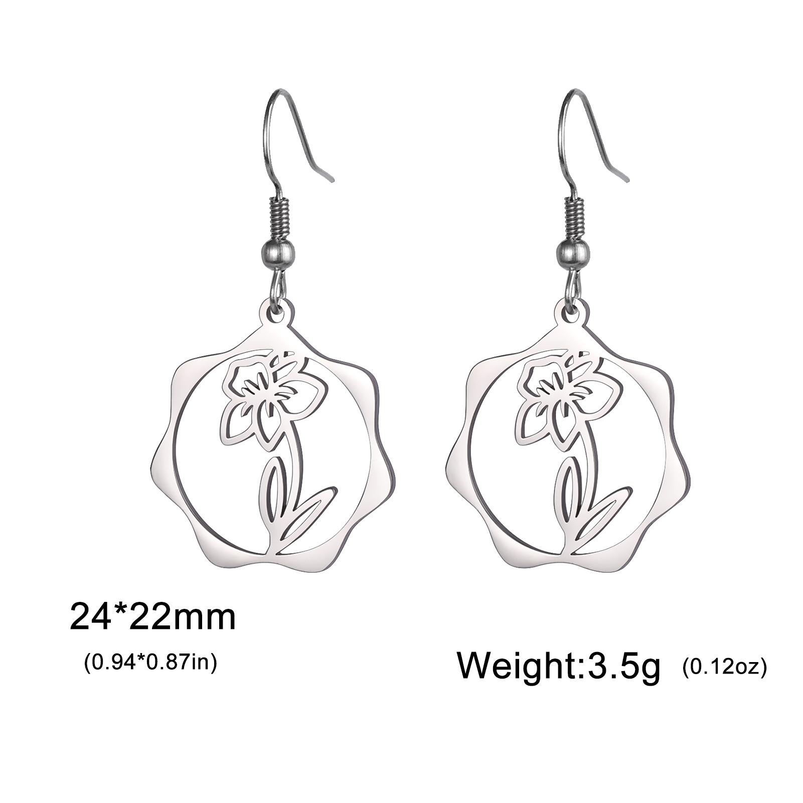 1 Pair Casual Simple Style Flower Plating Stainless Steel Drop Earrings - 1