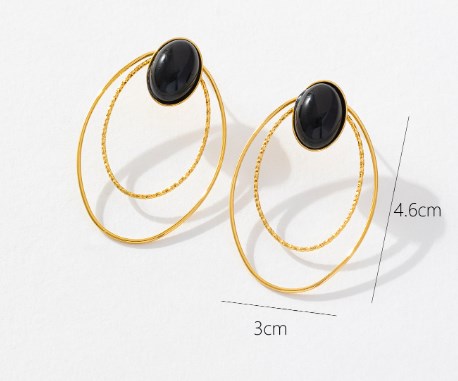 1 Pair Casual Cute Solid Color Inlay Stainless Steel Artificial Crystal 18K Gold Plated Hoop Earrings - 1