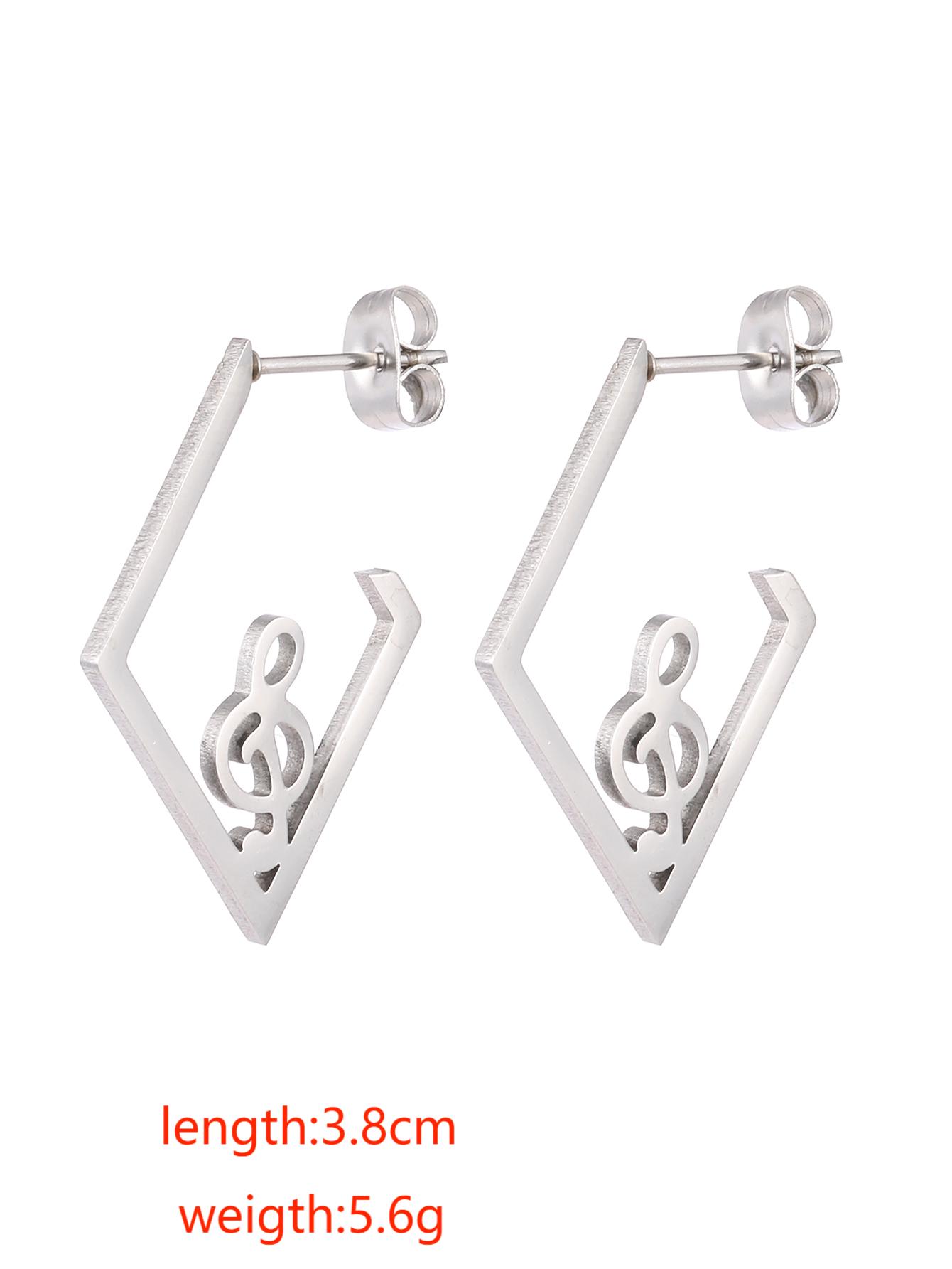 1 Pair Casual Glam Notes Stainless Steel Earrings