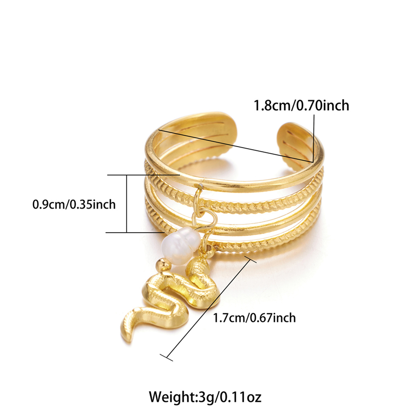 Streetwear Snake Stainless Steel Plating 18k Gold Plated Charm Rings