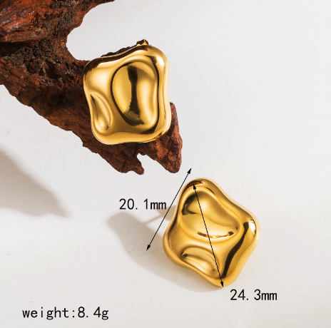 1 Pair Casual Geometric Plating 304 Stainless Steel 18K Gold Plated Ear Studs - 1