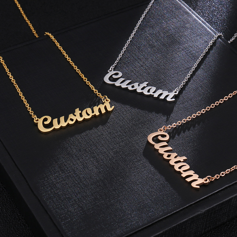 304 Stainless Steel Casual Asymmetrical Letter Pendant Necklace