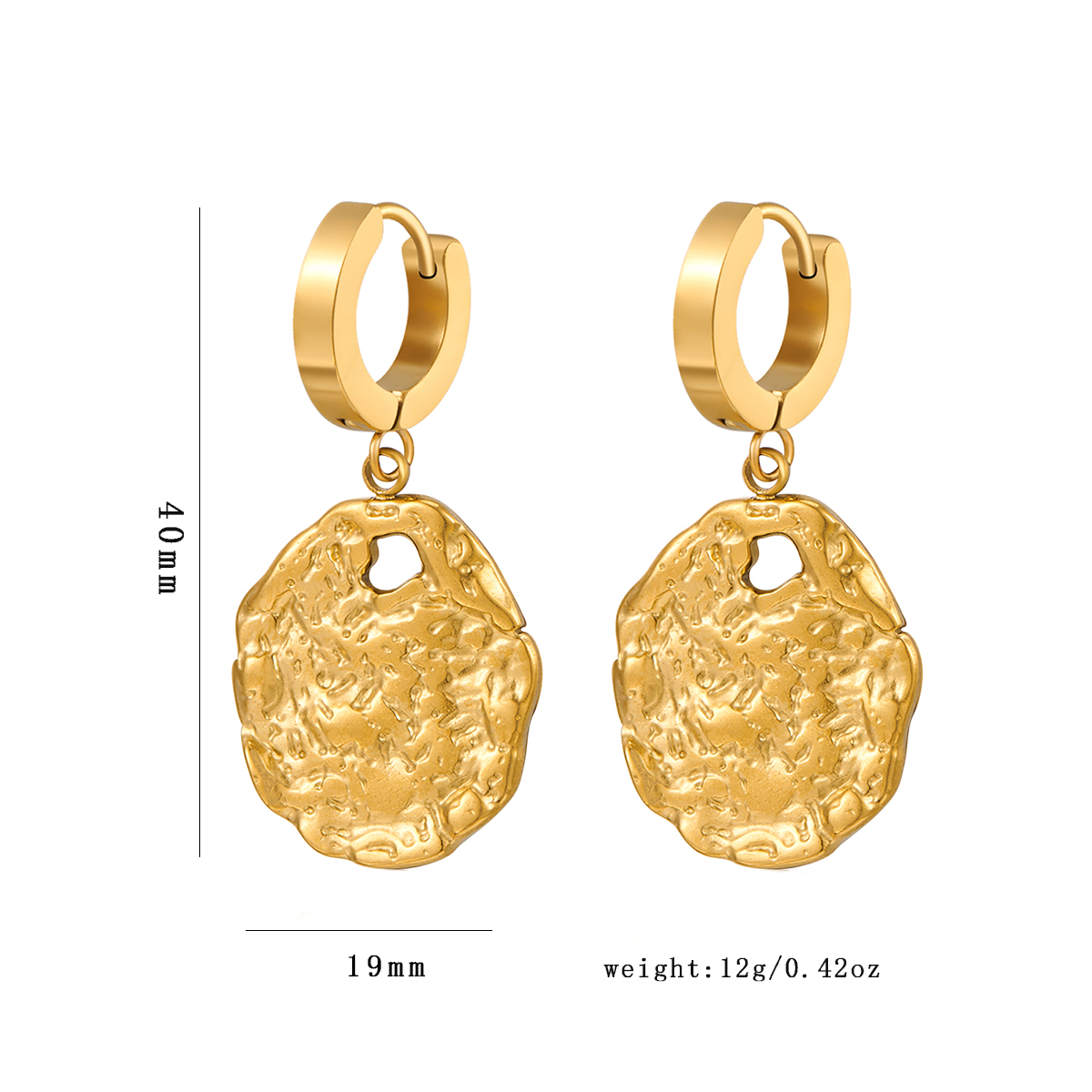 1 Pair IG Style French Style Simple Style Irregular Plating 316 Stainless Steel  18K Gold Plated Drop Earrings