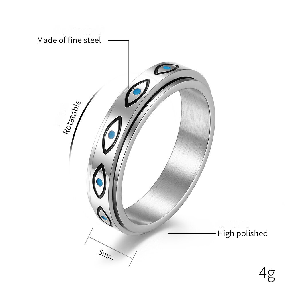 304 Stainless Steel Simple Style Classic Style Commute Eye Of Horus Rings