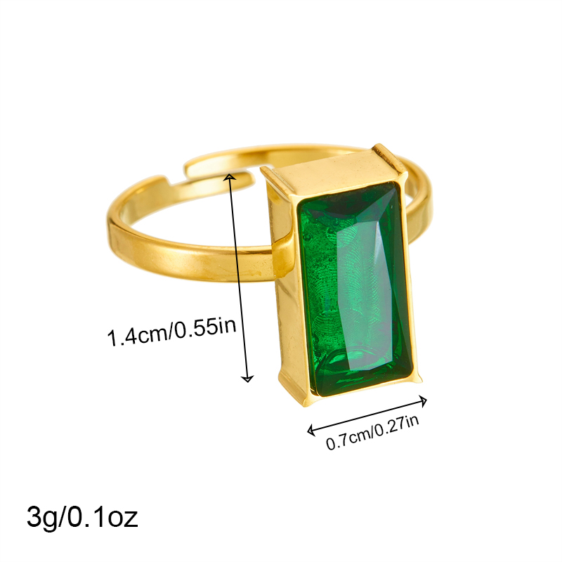 Titanium Steel Classical Vintage Style Classic Style Inlay Rectangle Rhinestones Open Rings