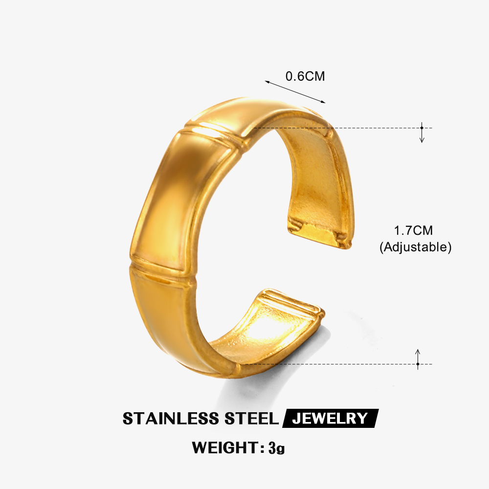 304 Stainless Steel 18K Gold Plated Simple Style Plating Bamboo Rings