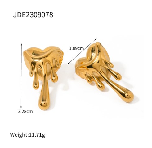 1 Pair IG Style Heart Shape Plating 304 Stainless Steel 18K Gold Plated Ear Studs