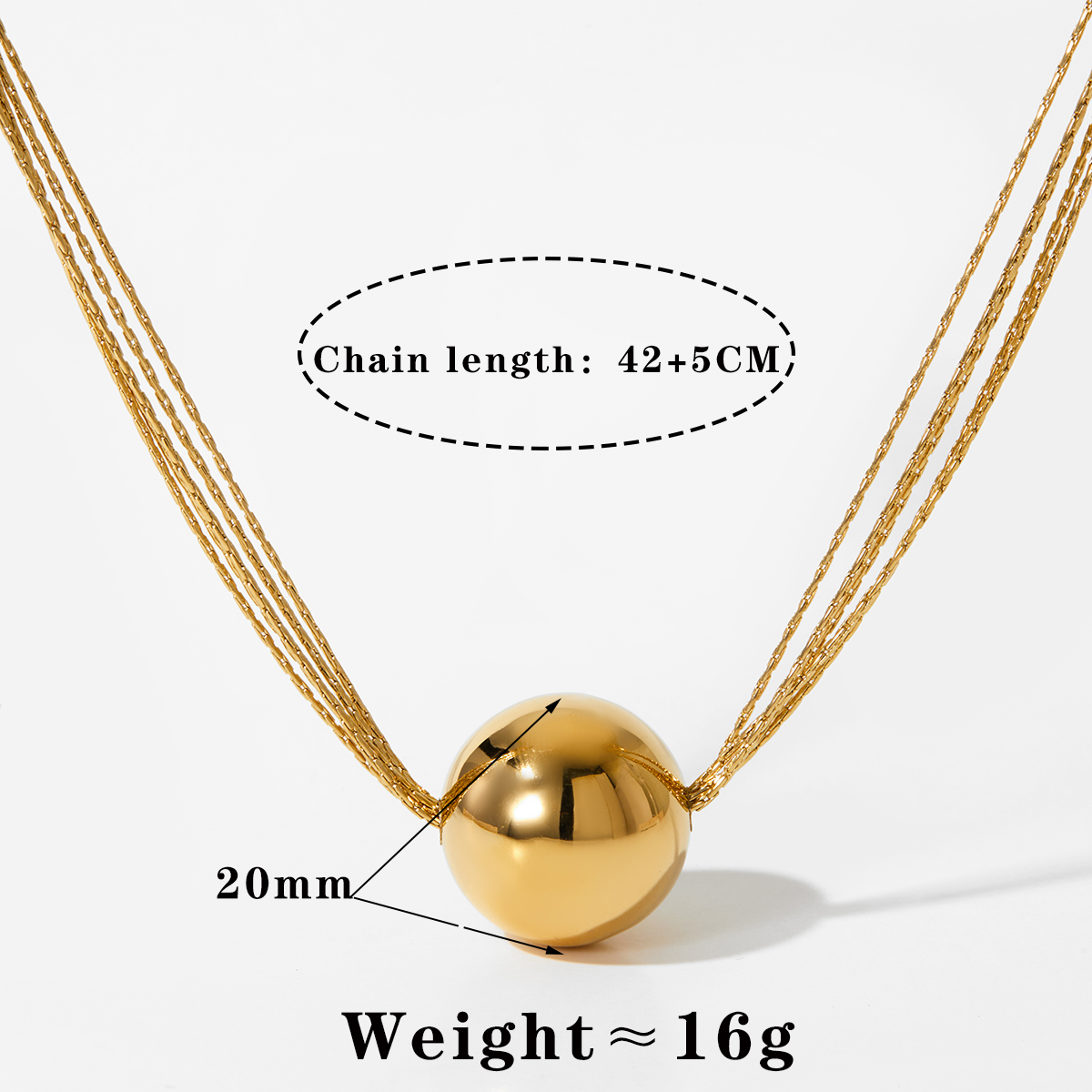 304 Stainless Steel 14K Gold Plated White Gold Plated Modern Style Layered Round Necklace