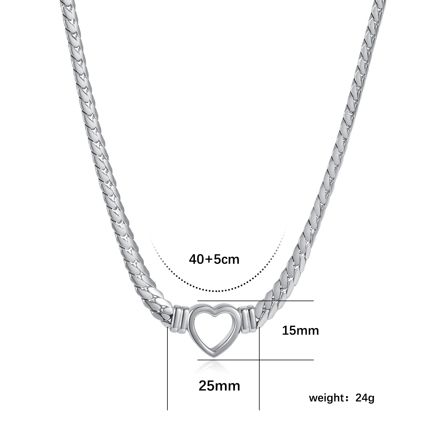 304 Stainless Steel 18K Gold Plated Exaggerated Plating Heart Shape Layered Necklaces