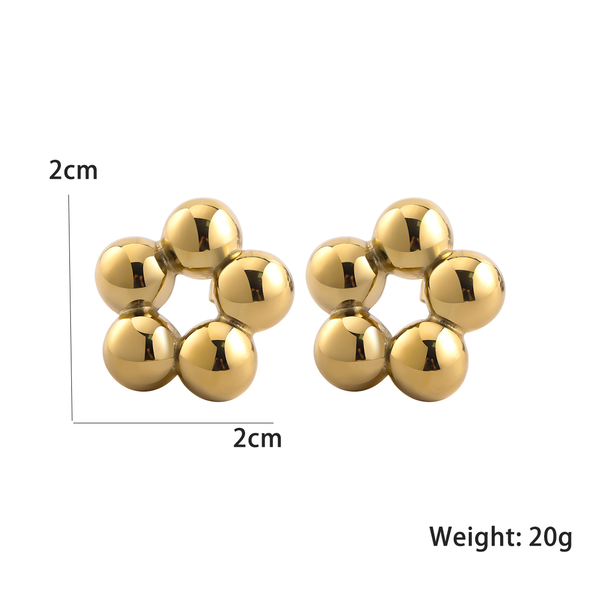 1 Pair Casual Elegant Solid Color Flower Plating 304 Stainless Steel 18K Gold Plated Ear Studs - 1