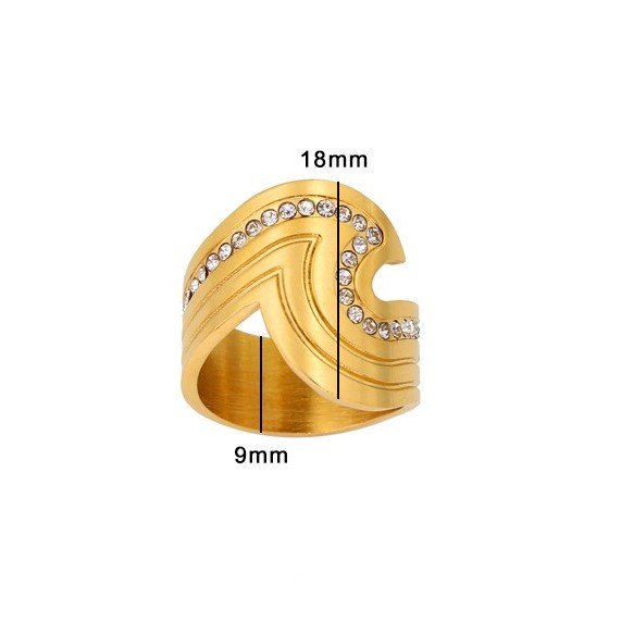 304 Stainless Steel 18K Gold Plated Basic Simple Style Inlay Geometric Rhinestones Rings