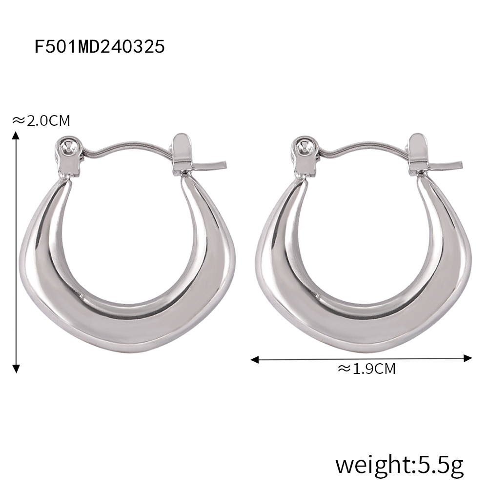 1 Pair Casual Simple Style Commute U Shape Plating Titanium Steel Hoop Earrings - 1