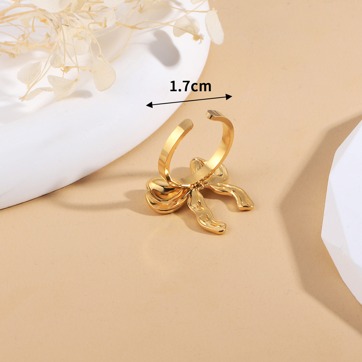 Sweet Simple Style Bow Knot 304 Stainless Steel 18K Gold Plated Open Rings In Bulk