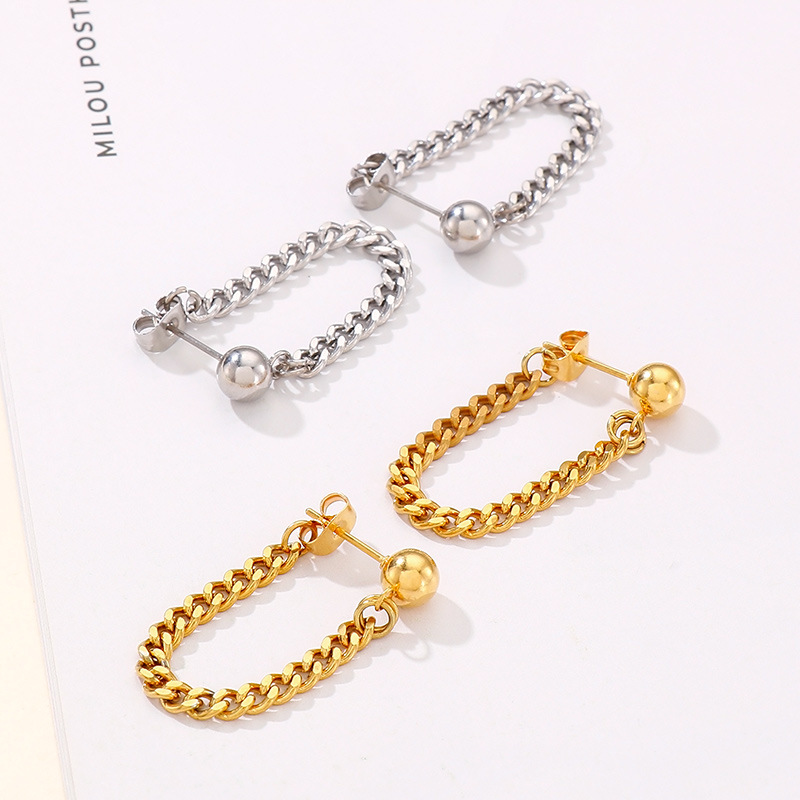 Lady Fashion Simple Style Geometric Stainless Steel No Inlaid 18K Gold Plated Earrings