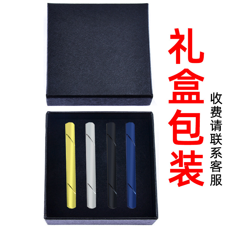 Tie Clip Copper Stainless Steel Electrophoresis Color Navy Blue Dark Blue Men's Silver Black And Golden Gift Box