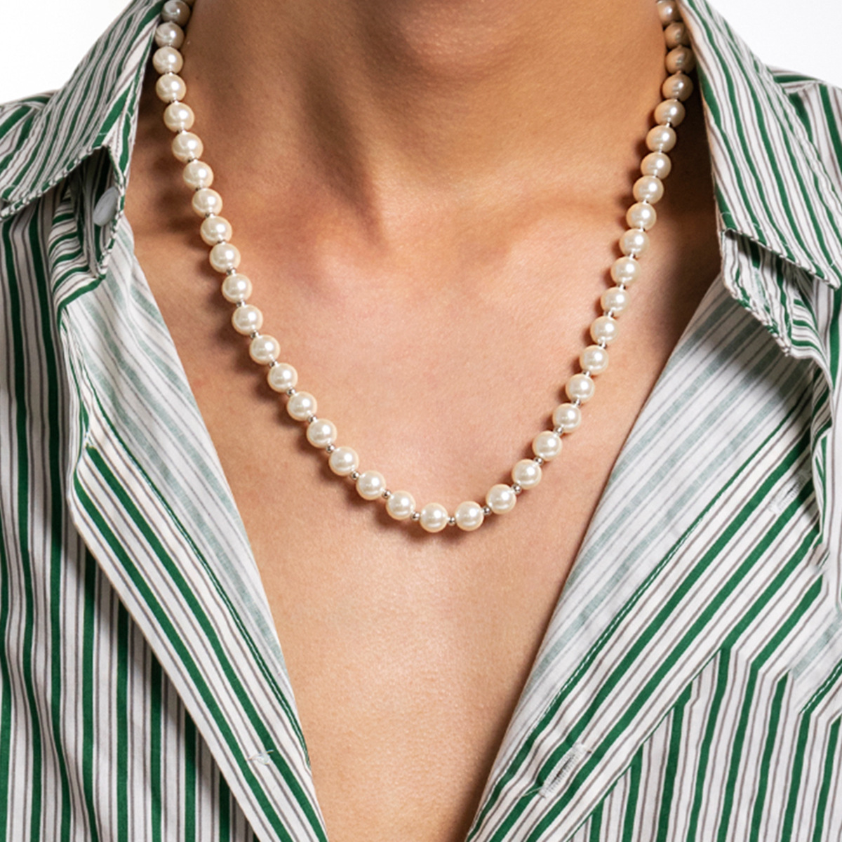 Casual Geometric Imitation Pearl Beaded Men's Necklace