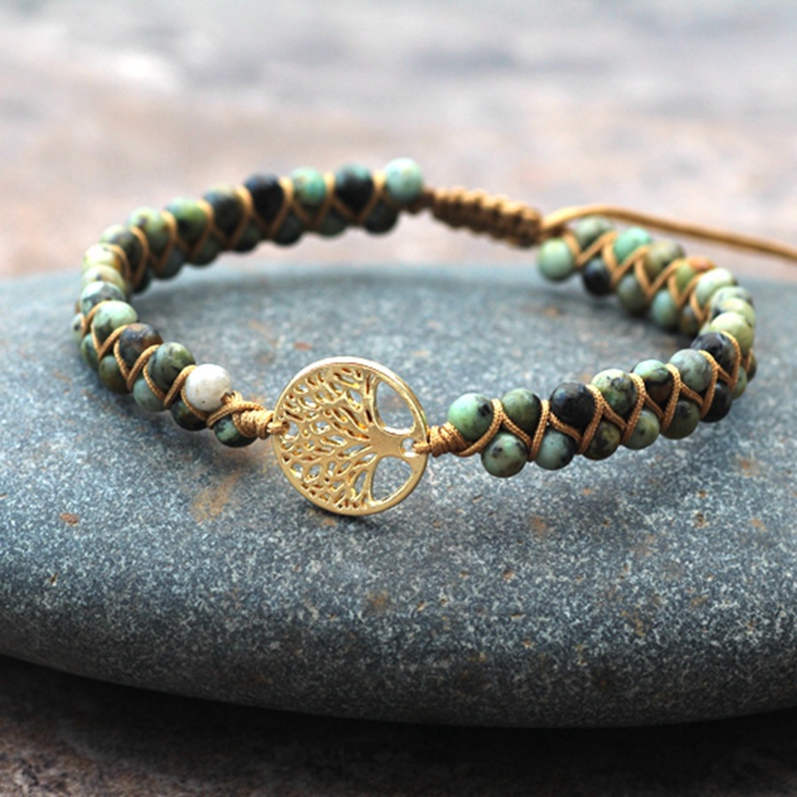 Bohemian Tree Turquoise Metal Braid Bracelets