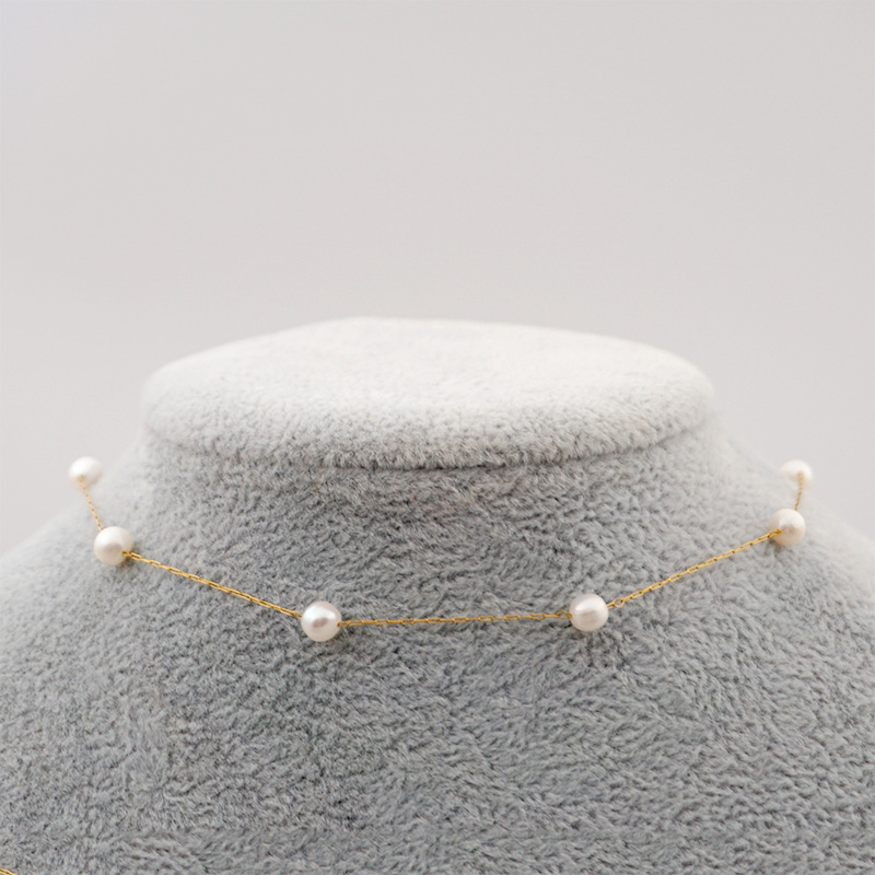 Simple Style Round Pearl Titanium Steel Necklace 1 Piece