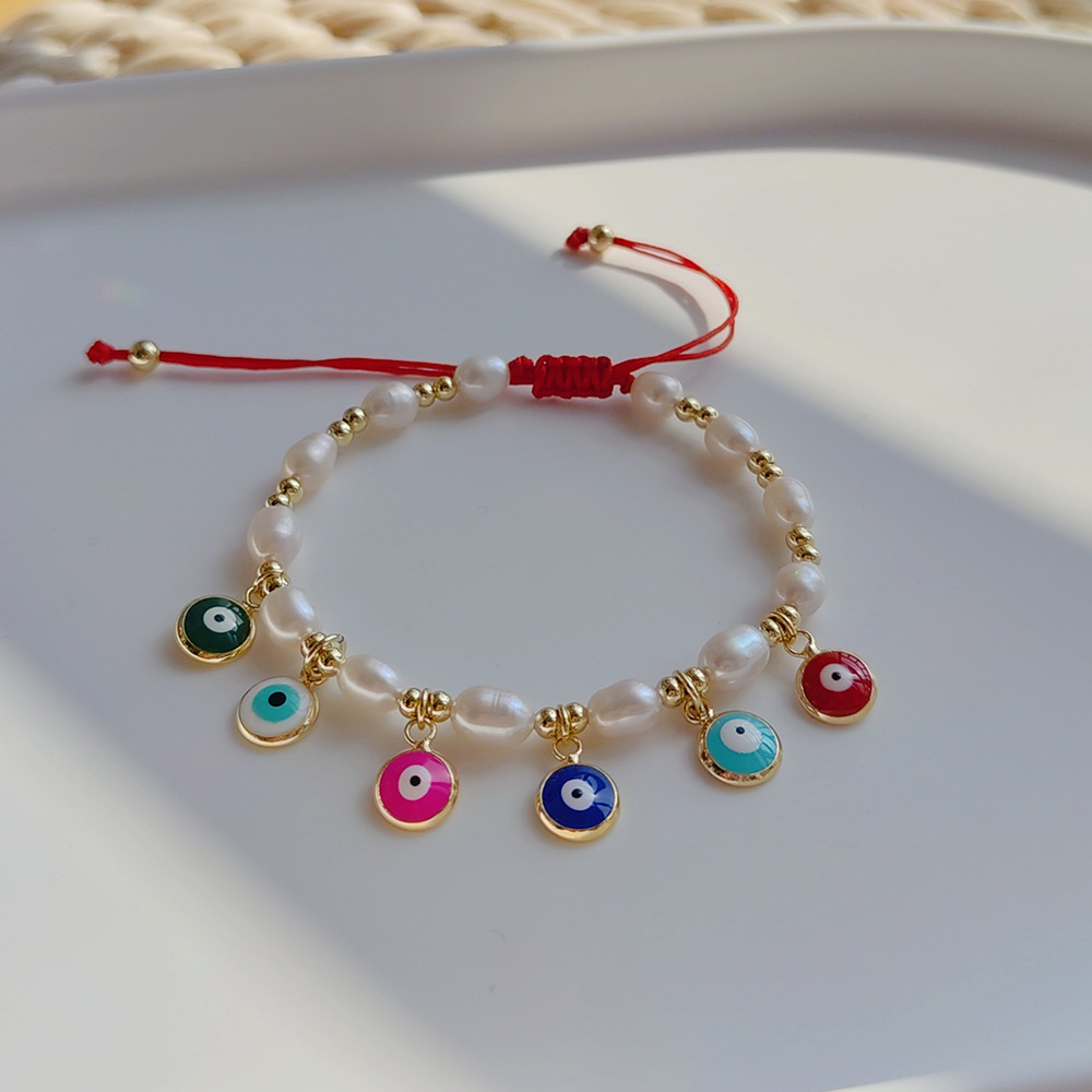 Ethnic Style Eye Pearl Copper Enamel Plating Bracelets 1 Piece