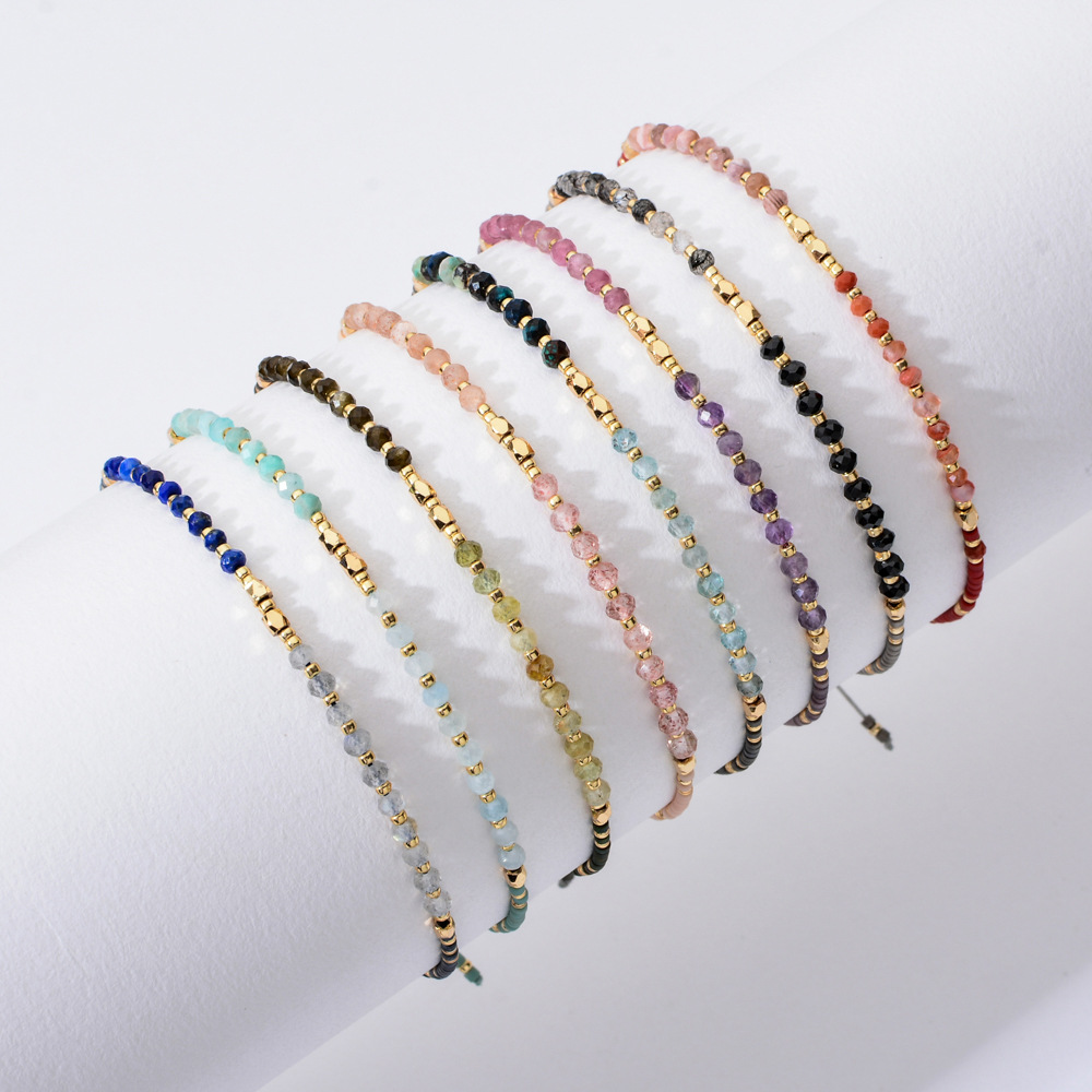 Fashion Round Beaded Natural Stone Knitting Bracelets