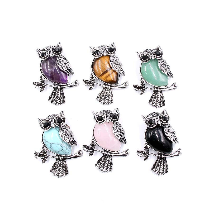 1 Piece Simple Style Owl Natural Stone Shell Plating Gem Necklace