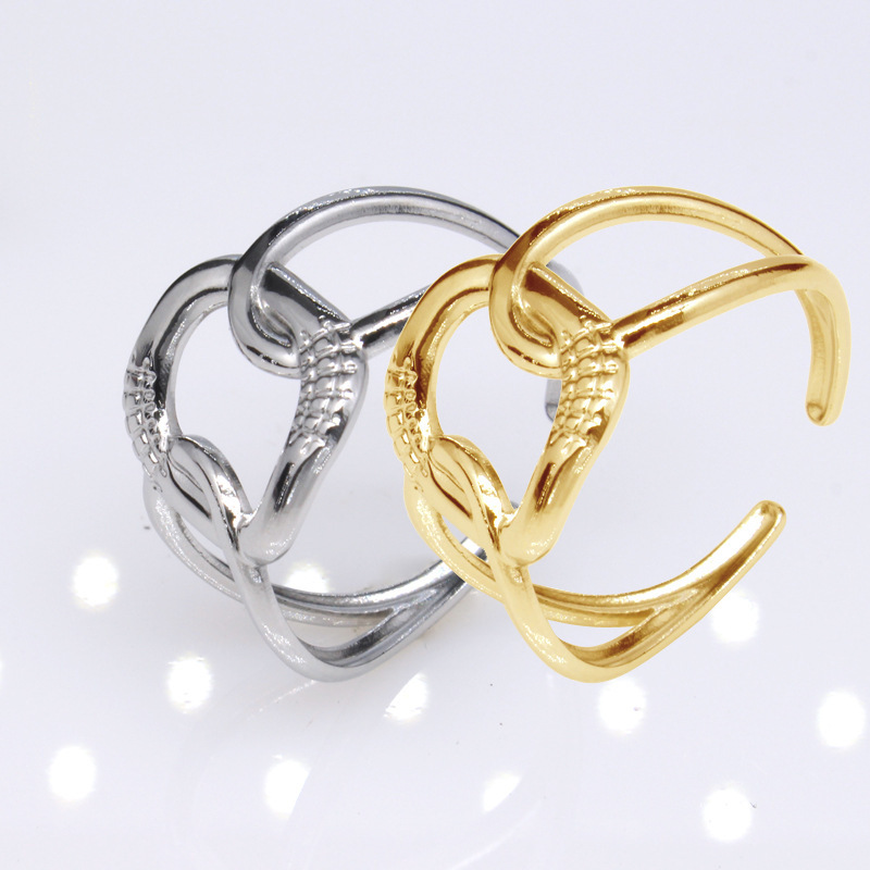 1 Piece Simple Style Circle Solid Color Titanium Steel Plating Hollow Out Open Ring