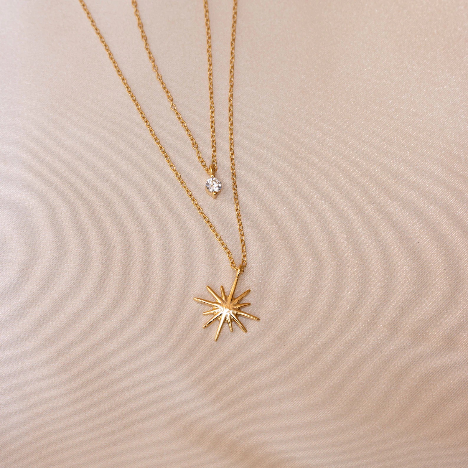 201 Stainless Steel 304 Stainless Steel Glass Casual Sweet Shiny Plating Inlay Star Zircon Layered Necklaces