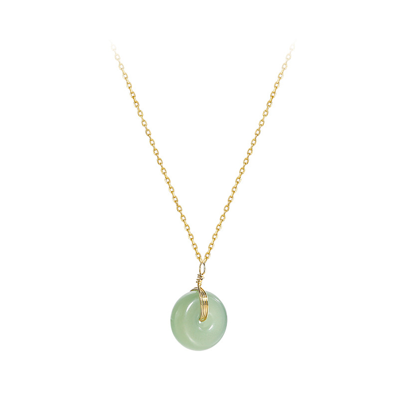 Elegant Round Stainless Steel 18k Gold Plated Jade Wholesale Necklace