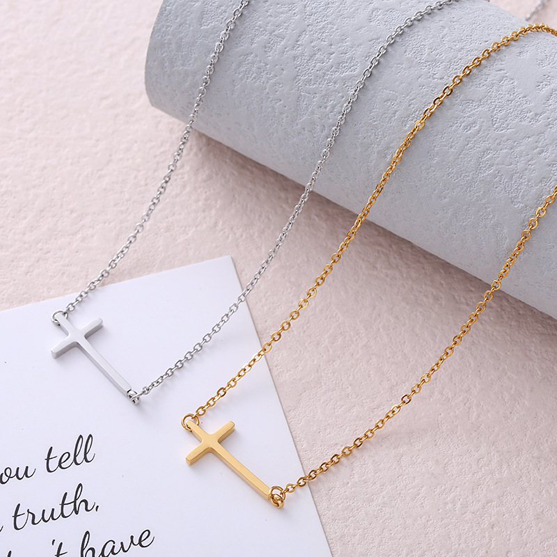 Wholesale Hip-hop Cross Stainless Steel Pendant Necklace