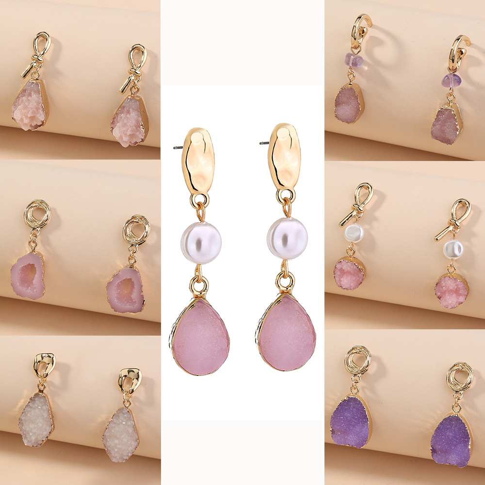 1 Pair Retro Geometric Alloy Plating Drop Earrings