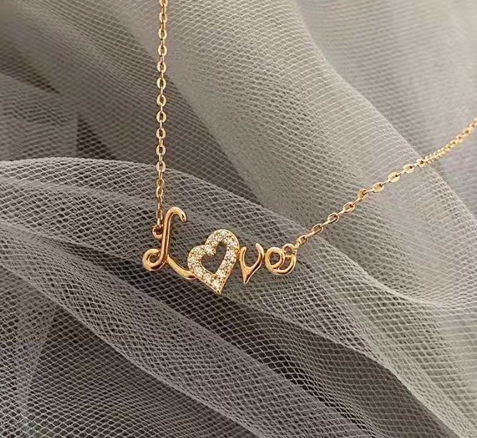 Wholesale Simple Style Letter Sterling Silver 14k Gold Plated Zircon Necklace