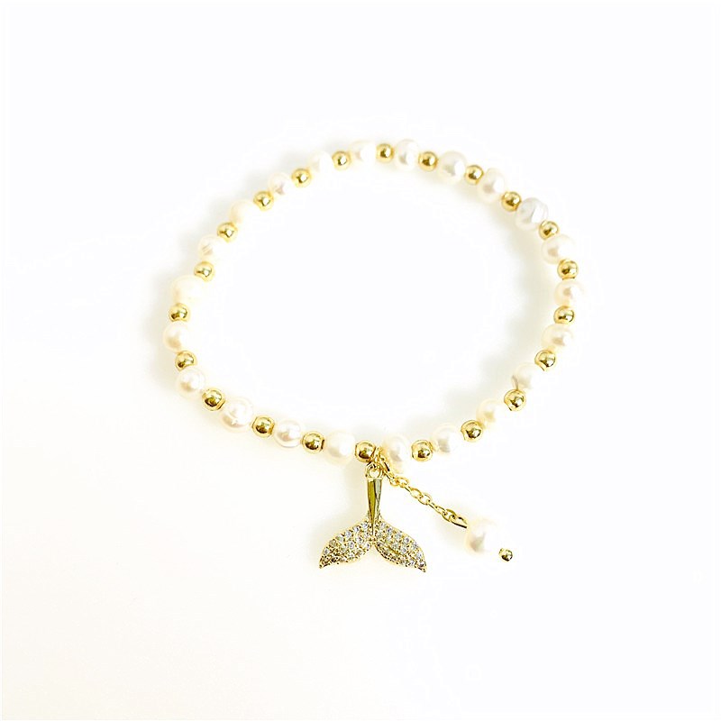 Classic Style Fish Tail Freshwater Pearl Copper Plating Gold Plated Bracelets