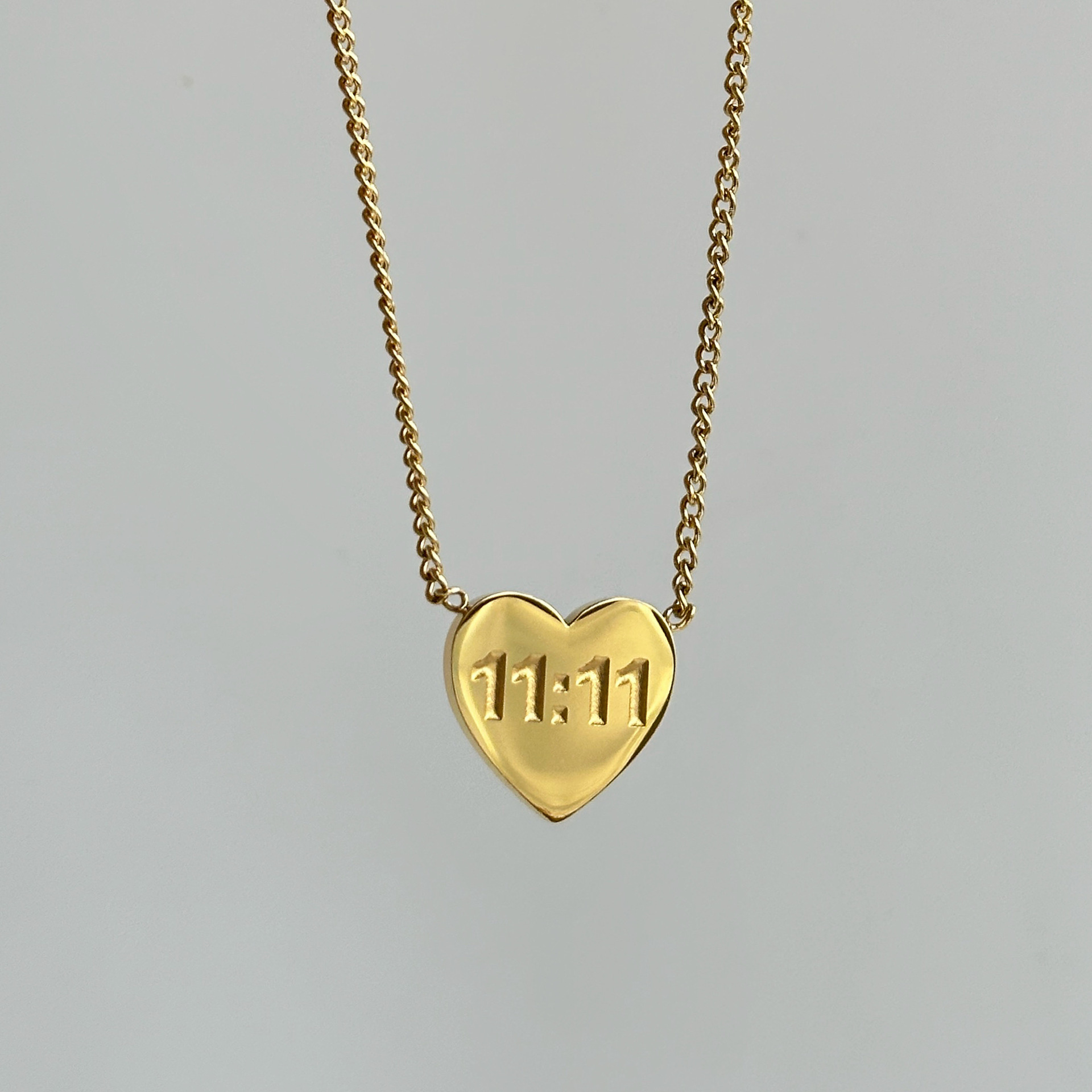 201 Stainless Steel 304 Stainless Steel Vintage Style Commute Plating Number Heart Shape Pendant Necklace