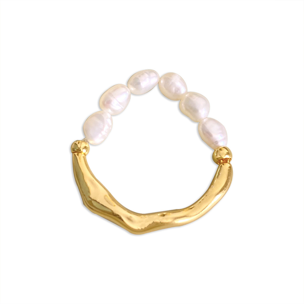 Elegant Irregular Freshwater Pearl Copper Plating Gold Plated Rings