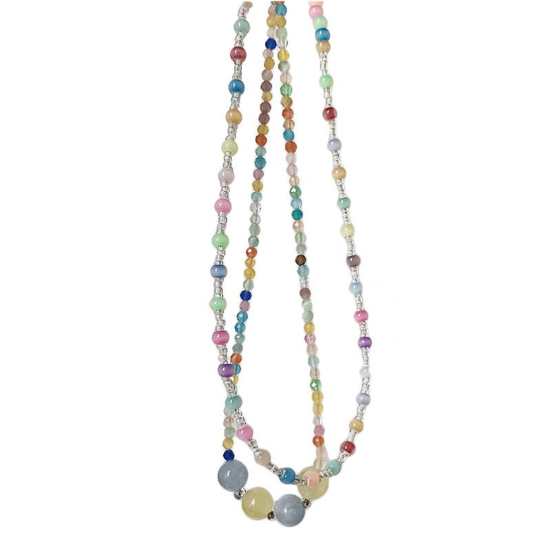 Sweet Artistic Colorful Beaded Natural Stone Opal Necklace