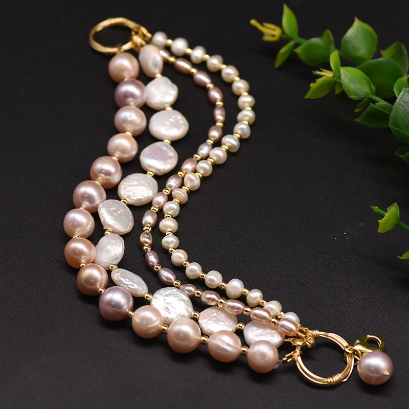 Retro Round Freshwater Pearl Copper Plating Gold Plated Bracelets