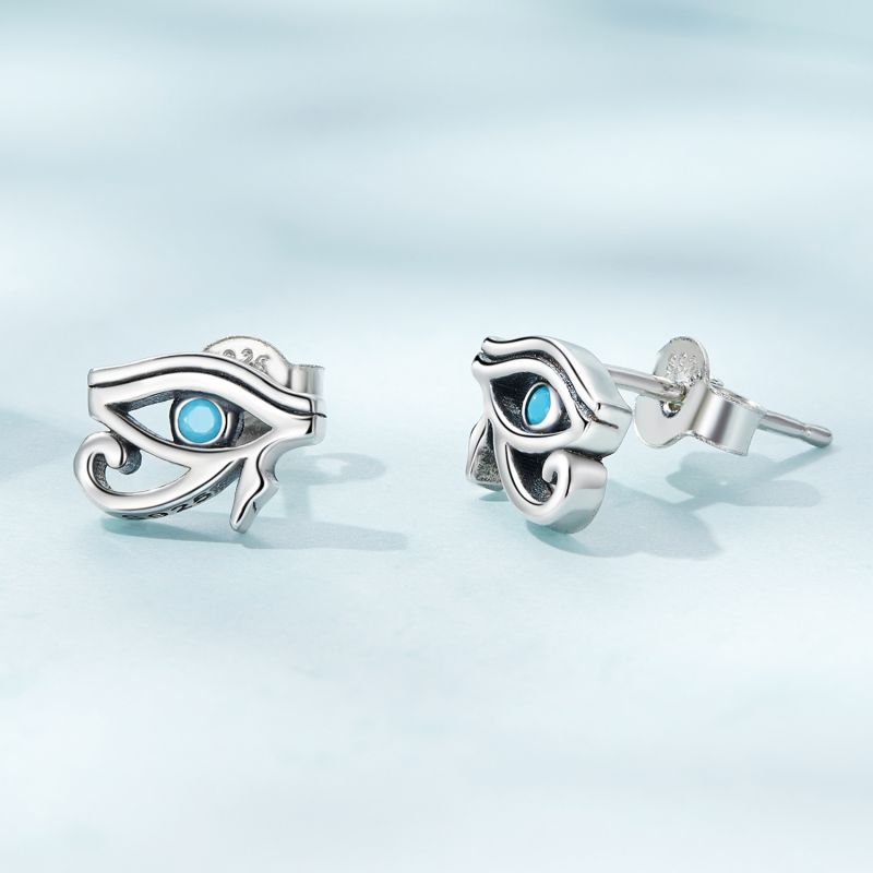 1 Pair Romantic Eye Inlay Sterling Silver Zircon Ear Studs