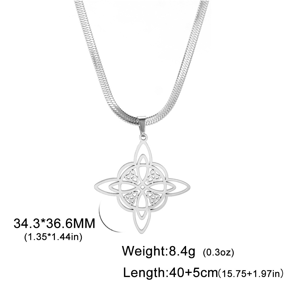 Vintage Style Witch Knot Solid Color Stainless Steel Plating Hollow Out Pendant Necklace