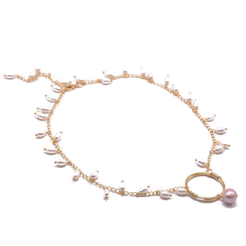 Simple Style Round Freshwater Pearl Copper Plating 18k Gold Plated Choker